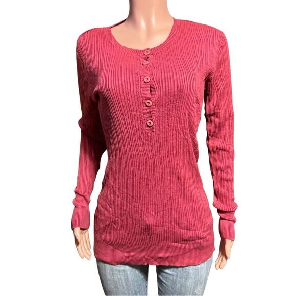 Long sleeve Henley pink knitted top L - Picture 6 of 6